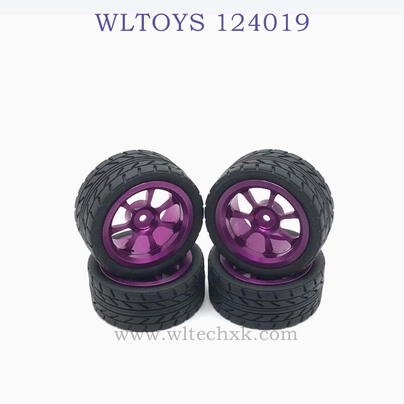 WLTOYS 124019 1/12 RC Car Upgrade Wheel Metal Hub and Tire purplr