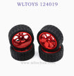 WLTOYS 124019 1/12 RC Car Upgrade Wheel Metal Hub and Tire red