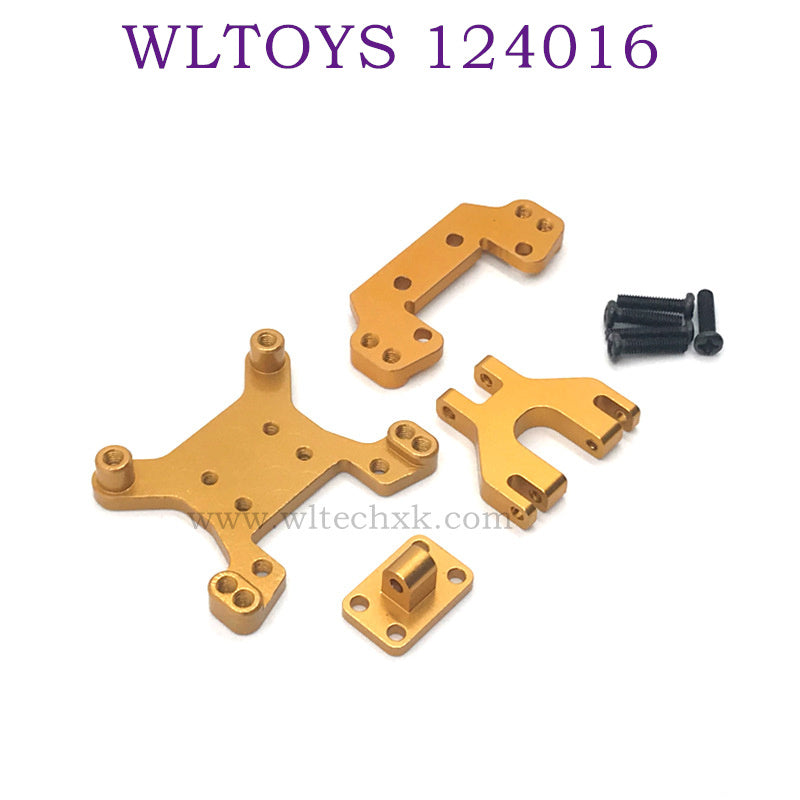 Upgrade parts of WLTOYS 124016 RC Car Front and Rear Shock Tower gold