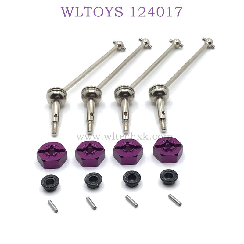 Upgrade Part of WLTOYS 124017 RC Car Front Bone Dog Shaft and Hex purple