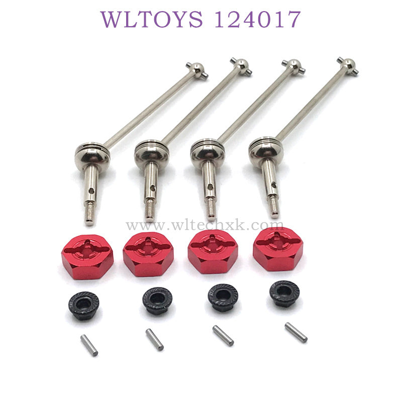 Upgrade Part of WLTOYS 124017 RC Car Front Bone Dog Shaft and Hex red