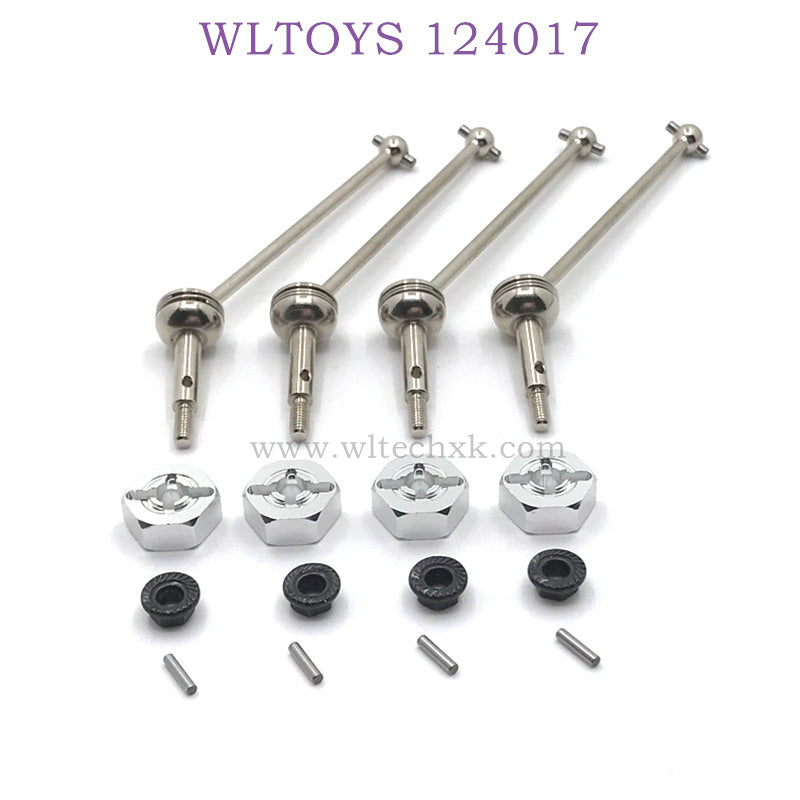 Upgrade Part of WLTOYS 124017 RC Car Front Bone Dog Shaft and Hex silver