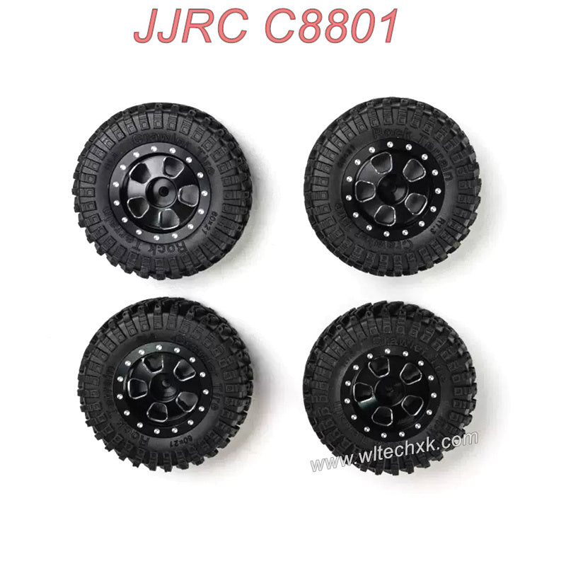 JJRC C8801 RC CAR Original Parts Metal Wheel and Tire Skin (Four Pieces)