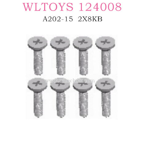 Original part of WLTOYS 124008 RC Car A202-15 Cross flat head screw 2X8KB