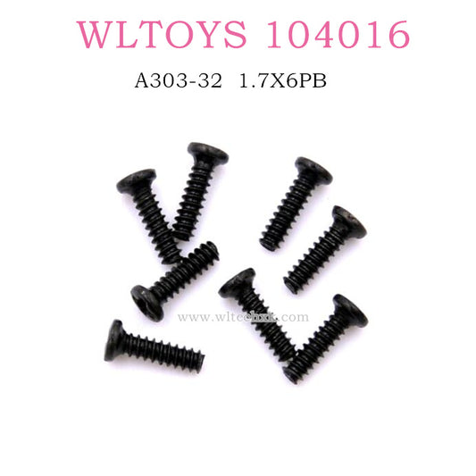 WLTOYS 104016 RC Car Original A303-32 ST1.7X6PB D3 Round Head Cross Tapping Screws