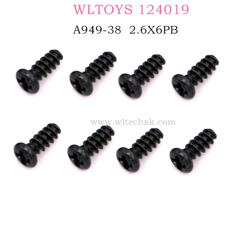 WLTOYS 124019 RC Car A949-38 Round head tapping screw 2.6X6PB