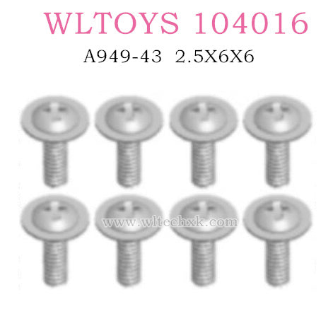 WLTOYS 104016 RC Car Original A949-43 Round Head Screws M2.5X6X6