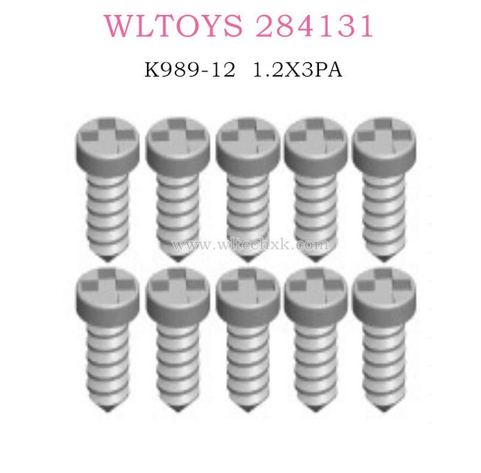 WLTOYS 284131 1/28 RC Car Original parts K989-12 1.2X3PA D=2.3 Screw set