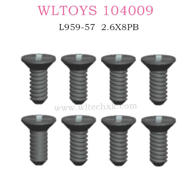 WLTOYS 104009 RC Car parts L959-54 Countersunk head tapping screws 2.6X8KB L959-54 Original