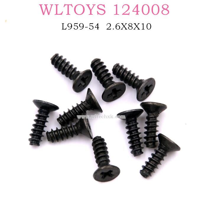 Original part of WLTOYS 124008 RC Car L959-54 Countersunk head tapping screw 2.6X8X10