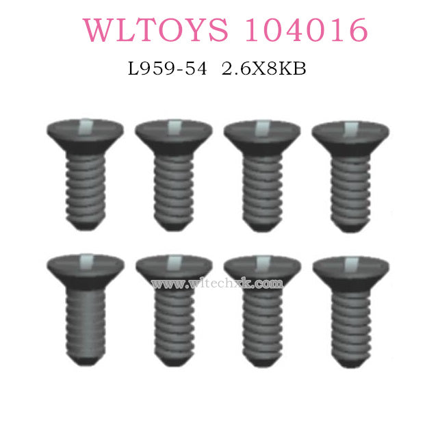 WLTOYS 104016 RC Car Original L959-54 Countersunk head tapping screws 2.6X8KB