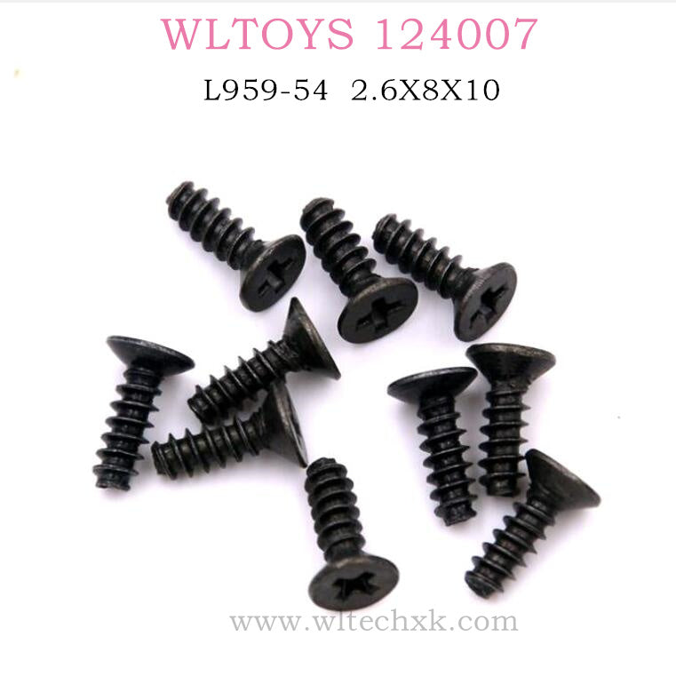 WLTOYS 124007 RC Car Original parts L959-54 Countersunk head tapping screw 2.6X8X10