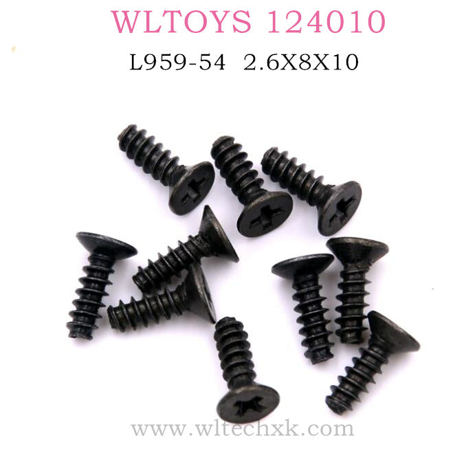 Original WLTOYS 124010 RC Car part L959-54 Countersunk head tapping screw 2.6X8X10