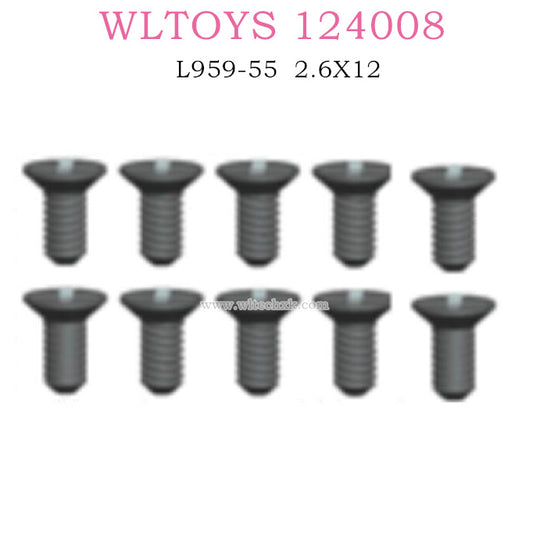 Original part of WLTOYS 124008 RC Car L959-55 2.6X12 Countersunk Head Screw