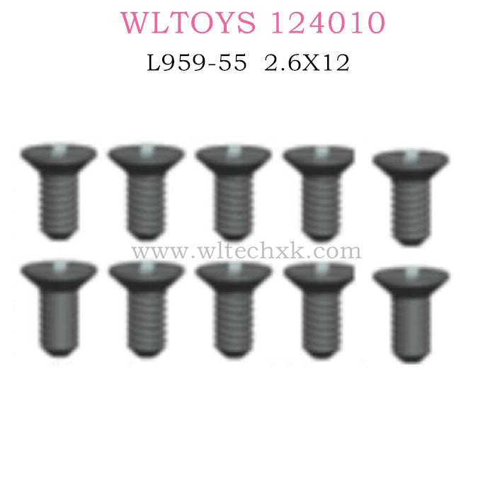 Original WLTOYS 124010 RC Car part L959-55 2.6X12 Countersunk Head Screw