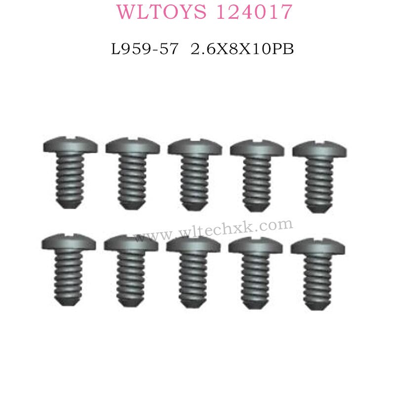 WLTOYS 124017 RC Car Parts L959-57 Round head tapping screw 2.6X8X10PB