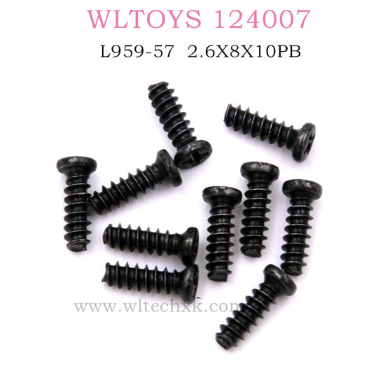 WLTOYS 124007 RC Car Original parts L959-57 Round head tapping screw 2.6X8X10PB