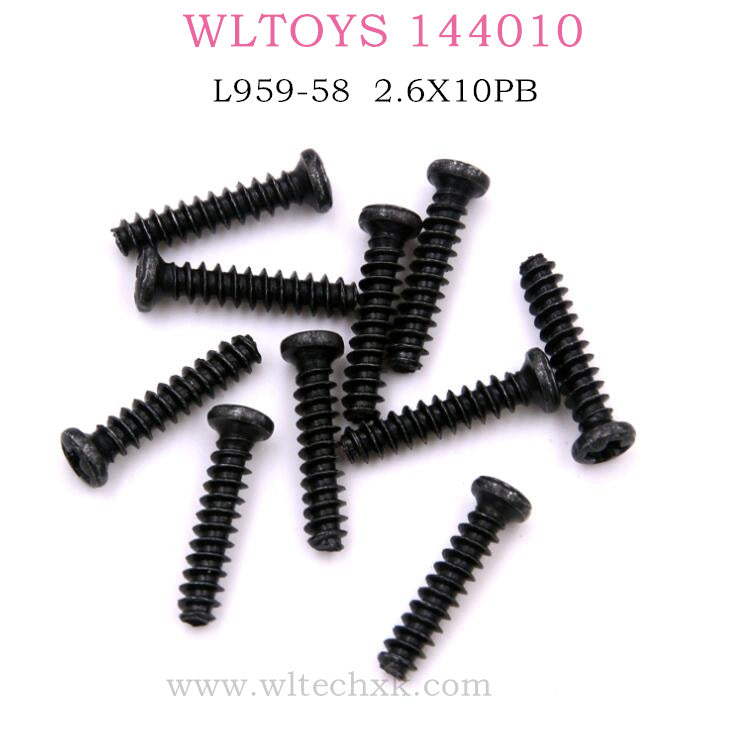 WLTOYS 144010 RC Car Original Parts L959-58 Round head tapping screw 2.6X10PB