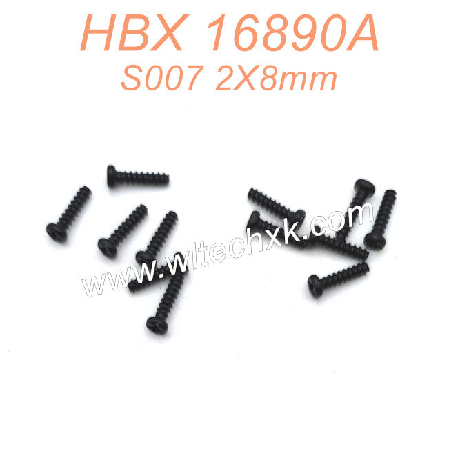 HAIBOXING HBX 16890A 16890 RC CAR Parts 2X8mm Pan Head Self Tapping Screws S007