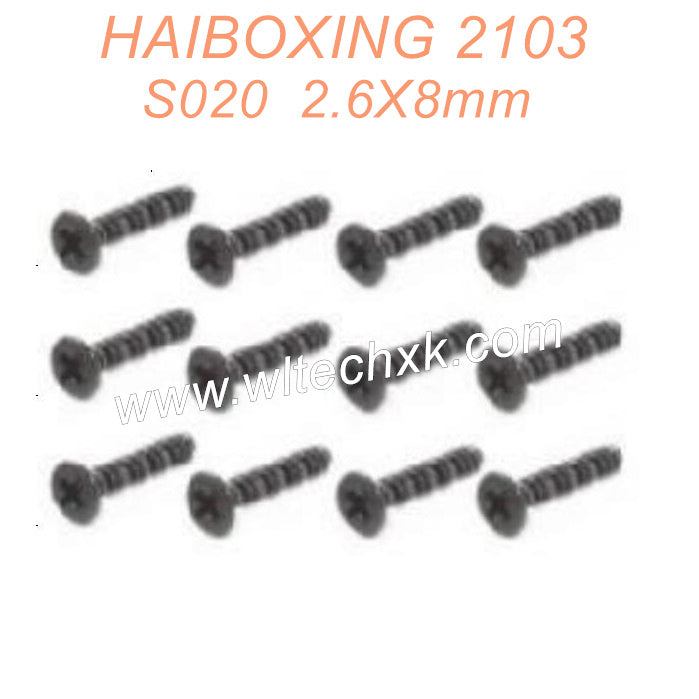 S020-HAIBOXING 2103 Parts Countersunk Self Tapping Screws KBHO2.6X8mm