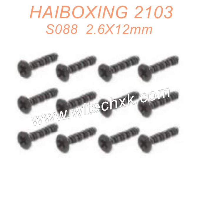 S088-HAIBOXING 2105A T10 Countersunk Self Tapping Screws KBHO2.6X12mm