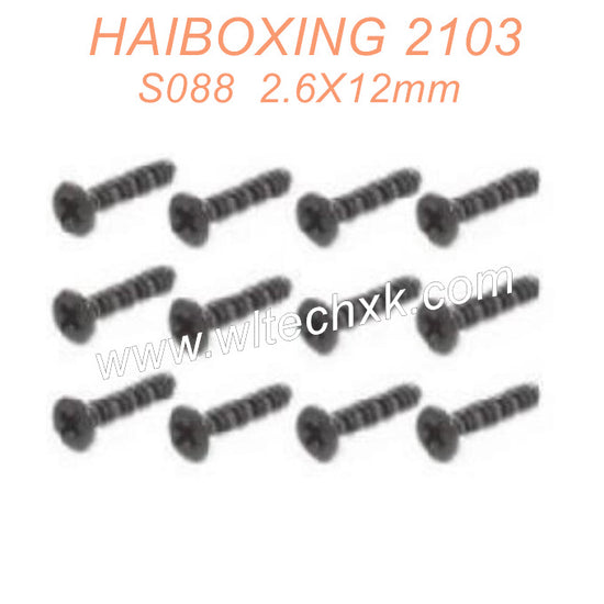 S088-HAIBOXING 2105A T10 Countersunk Self Tapping Screws KBHO2.6X12mm