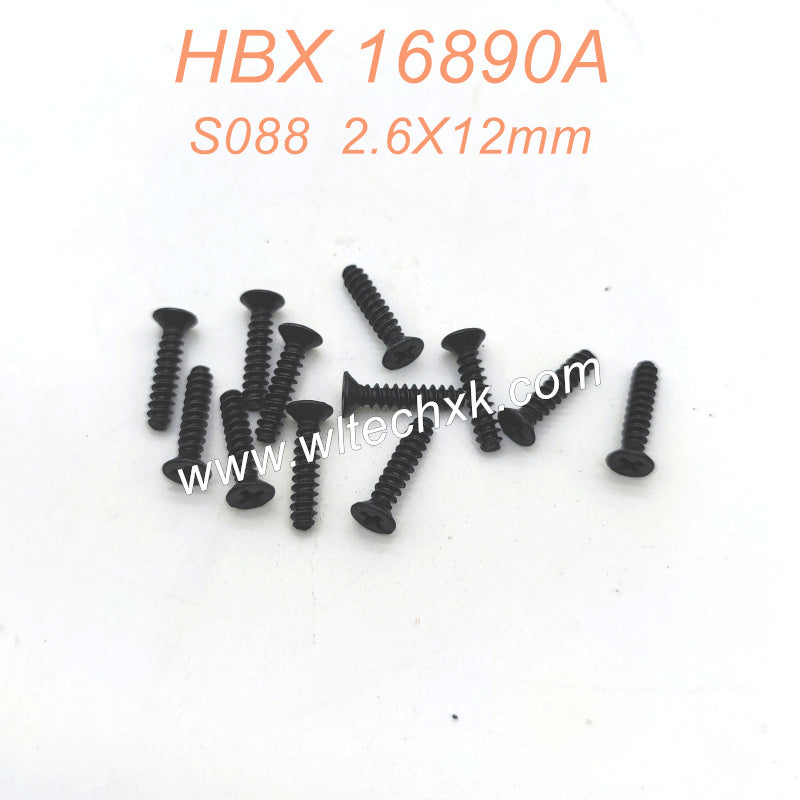 S088-HBX 16890A Parts 2.6X12mm Countersunk Self Tapping Screw