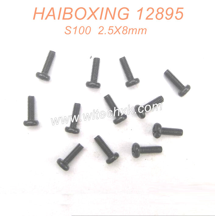 S100-HAIBOXING 12889 Parts Round Head Screw 2.5X8mm-3