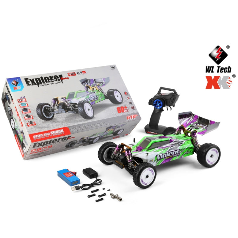 WLTOYS 104002 1/10 4WD Brushless 45km/h RC Racing Car and packaging