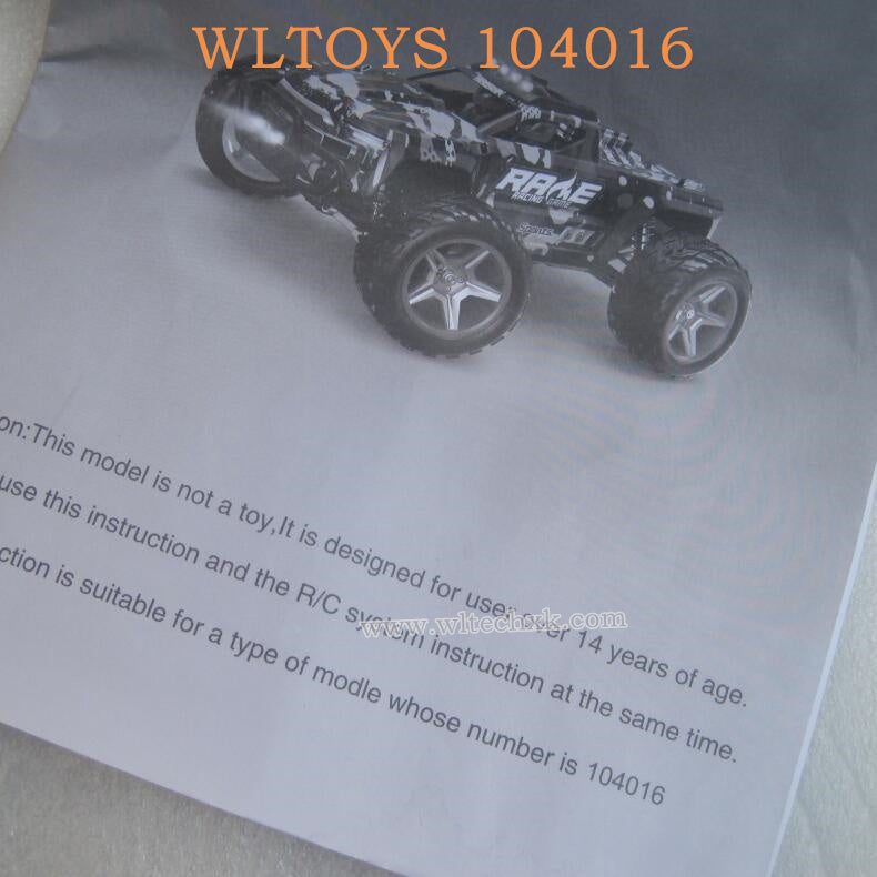 WLTOYS 104016 RC Car Original Manual