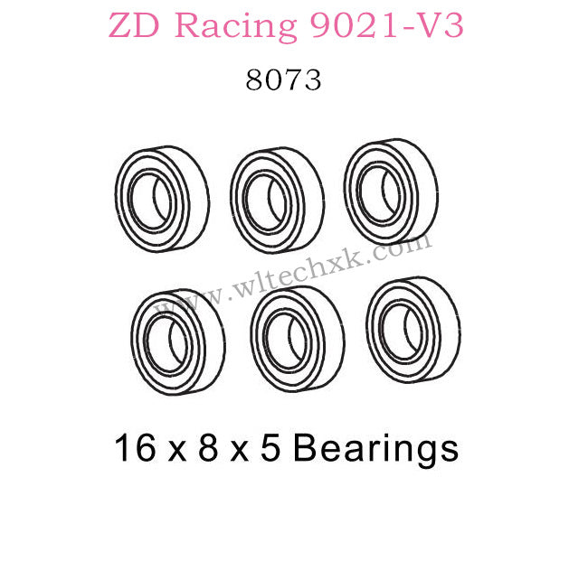 ZD Racing 9021-V3 Parts 16X8X5 Bearings 8073