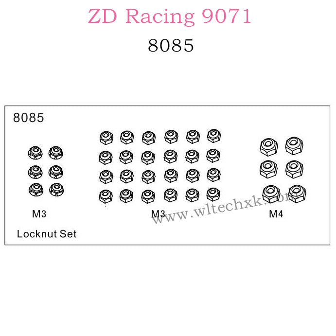 ZD Racing 9071 Parts Locknut Set 8085