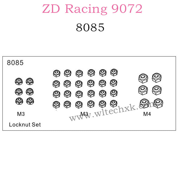 ZD Racing 9072 BX-8 Parts Locknut Set 8085