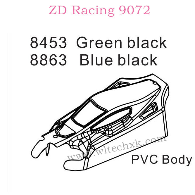 ZD Racing 9072 BX-8 Parts PVC Body 8453