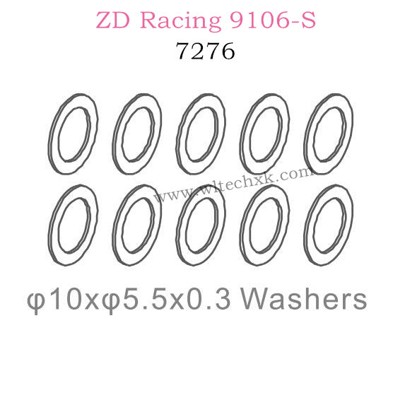 ZD Racing 9106S Parts 10x5.5x0.3 Washers 7276