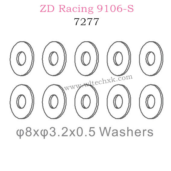 ZD Racing 9106S Parts 8X3.2X0.5 Washers 7277