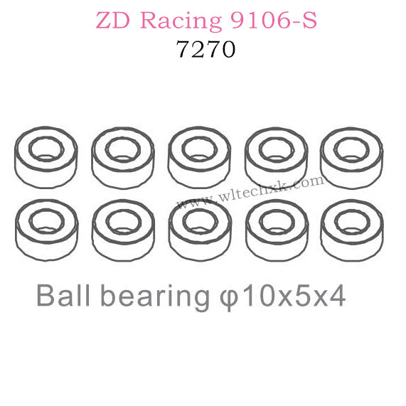 ZD Racing 9106S Parts Ball Bearing 10X5X4 7270