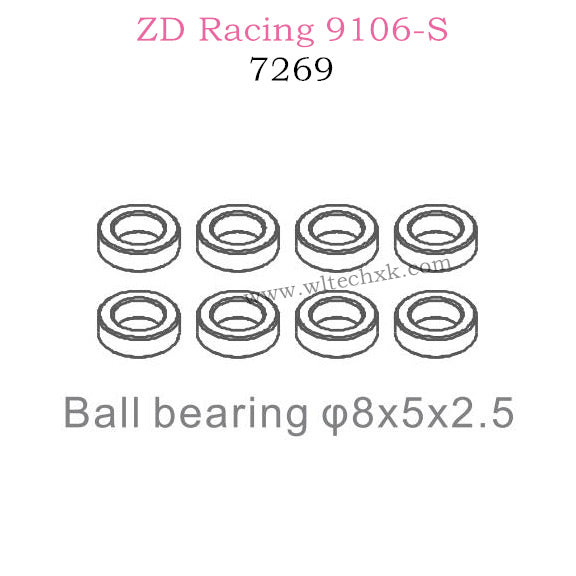 ZD Racing 9106S Parts Ball Bearing 8X5X2.5 7269