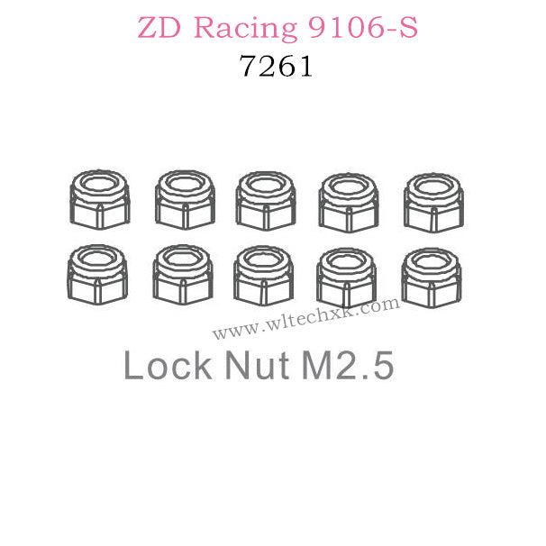 ZD Racing 9106S Parts Lock Nut M2.5 7261