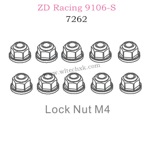 ZD Racing 9106S Parts Lock Nut M4 7262