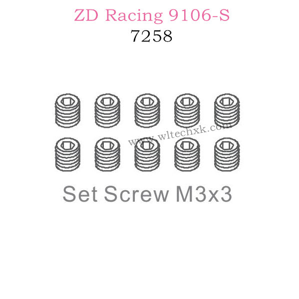 ZD Racing 9106S Parts Screw set M3X3 7258