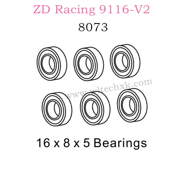 ZD Racing 9116-V2 Parts 16X8X5 Bearings 8073