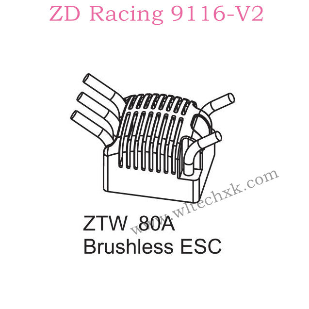 ZD Racing 9116-V2 Parts 80A Brushless ESC 8268