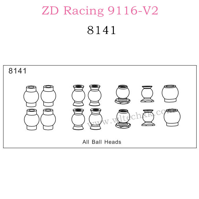 ZD Racing 9116-V2 Parts All Ball Heads 8141