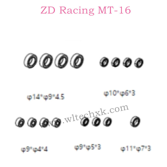 ZD Racing MT-16 Parts Bearing series 16065