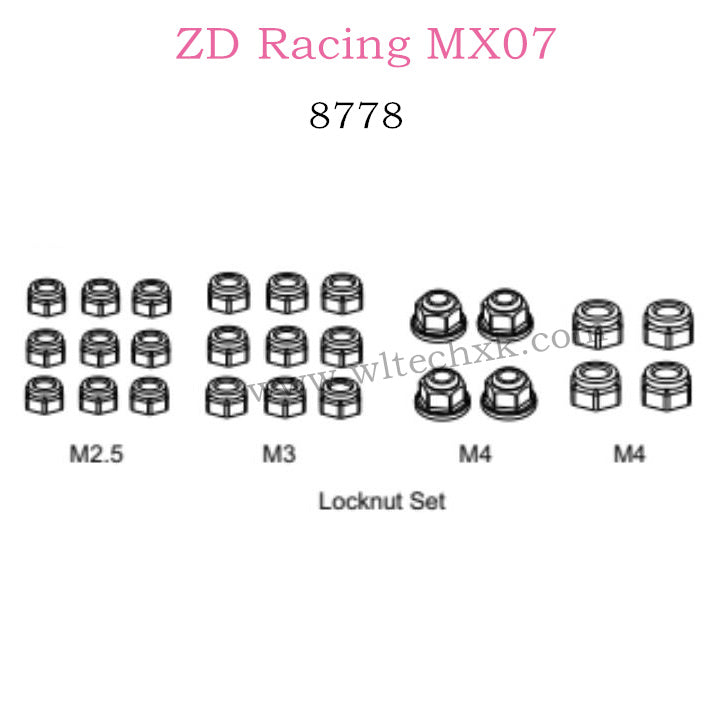 ZD Racing MX-07 Parts Lock Nut Set 8778